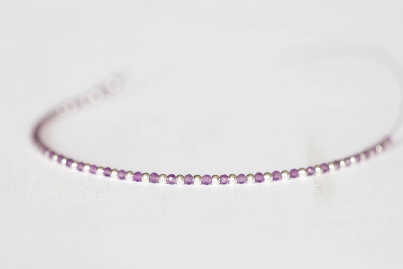 Amethyst Bracelet Set, Sterling Silver or Rose Gold Filled, Delicate Purple Gemstone Jewelry, February Birthstone