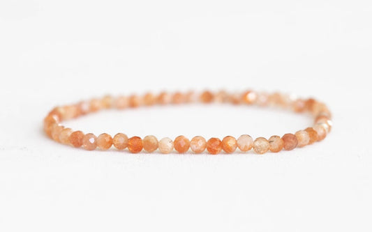 Sunstone Stretch Bracelet, Dainty Beaded Gemstone Jewelry