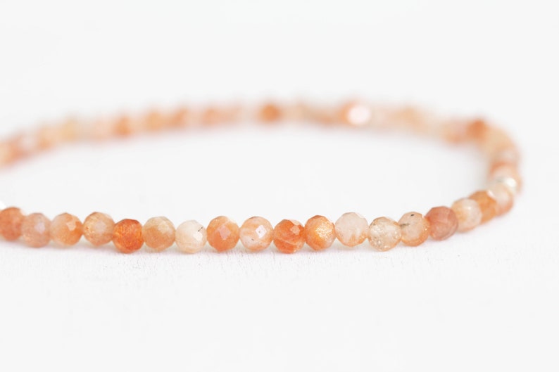 Sunstone Stretch Bracelet, Dainty Beaded Gemstone Jewelry