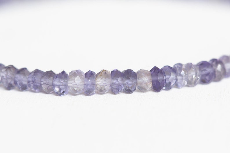 Iolite Stretch Bracelet, Dainty Genuine Blue Gemstone Jewelry