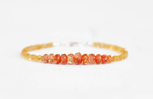 Citrine & Sunstone Bracelet, Beaded Citrine Ombre Jewelry, Yellow Gemstone Stacking Bracelet, Multi Gemstone, Sunstone Jewelry