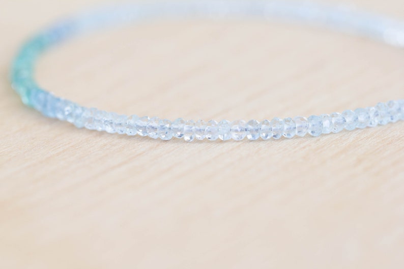 Emerald & Shaded Aquamarine Bracelet, Delicate March May Birthstone Jewelry, Sterling Silver Rose Gold Fill, Natural Genuine Gemstones