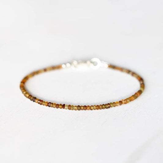 Petro Tourmaline Bracelet, Delicate Brown Gold Gemstone Beaded Bracelet, Petro Tourmaline Jewelry, Sterling Silver Rose Gold Fill
