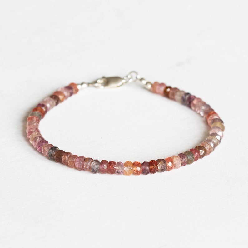 Spinel Beaded Bracelet, Dainty Multi Colored Gemstone Jewelry