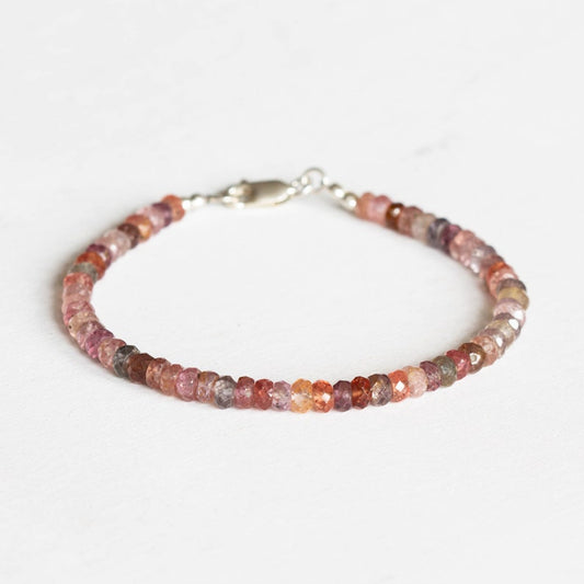 Spinel Beaded Bracelet, Dainty Multi Colored Gemstone Jewelry