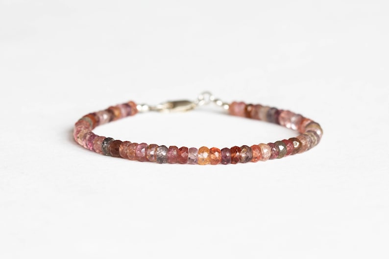 Spinel Beaded Bracelet, Dainty Multi Colored Gemstone Jewelry