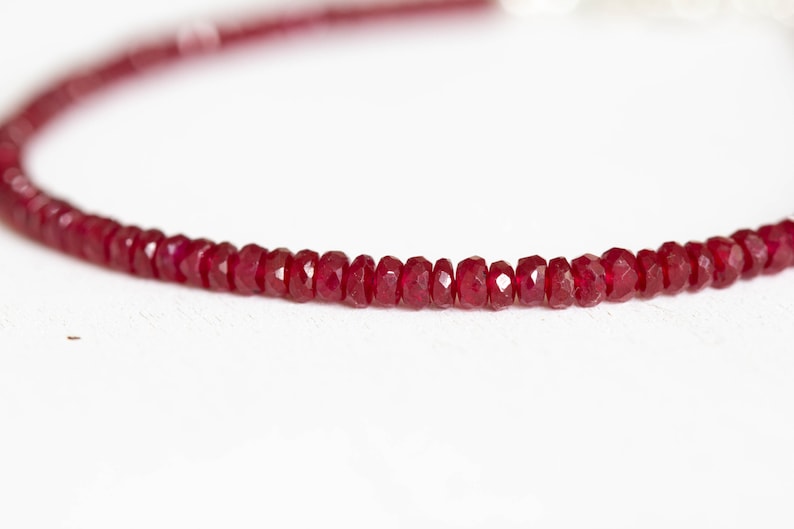 Dainty Ruby Bracelet, Genuine July Birthstone Beaded Jewelry