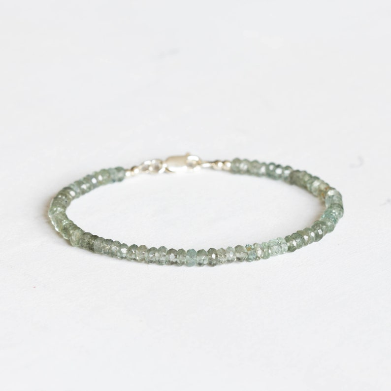 Beaded Moss Aquamarine Bracelet, Green Beaded Gemstone Jewelry