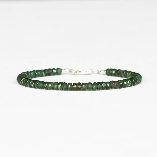 Chrome Green Apatite Beaded Bracelet, Genuine Green Gemstone Jewelry