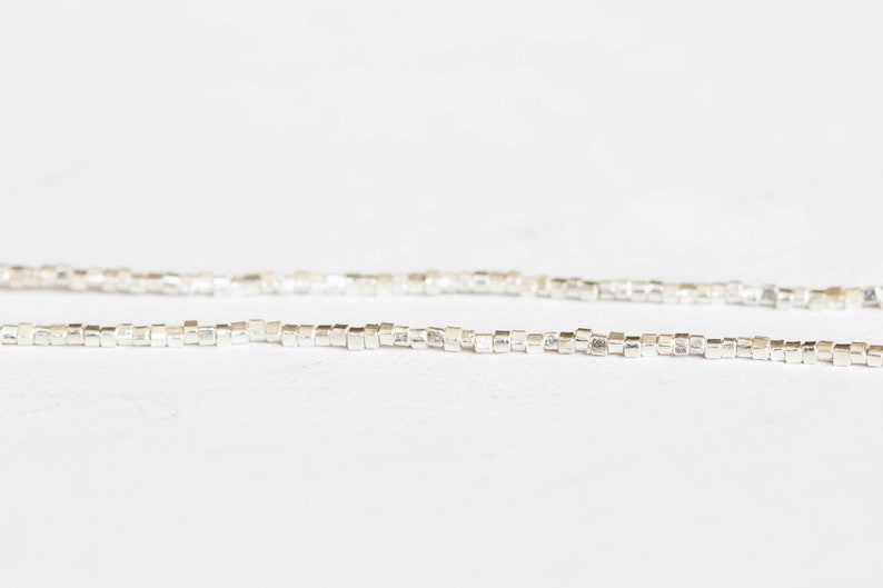 Tiny Fine Silver Stretch Wrap Bracelet, Dainty Karen Hill Tribe Silver Cube Jewelry