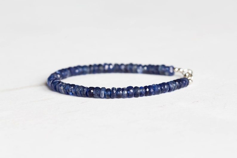 Blue Kyanite Bracelet, Genuine Gemstone Jewelry with Rose Gold Fill or Sterling Silver