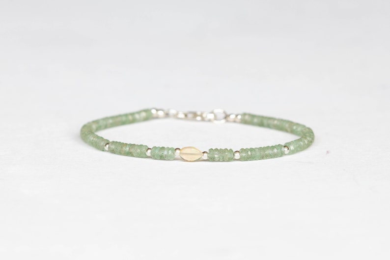 Prehnite Bracelet with Welo Opal, Dainty Beaded Green Gemstone Stacking Jewelry