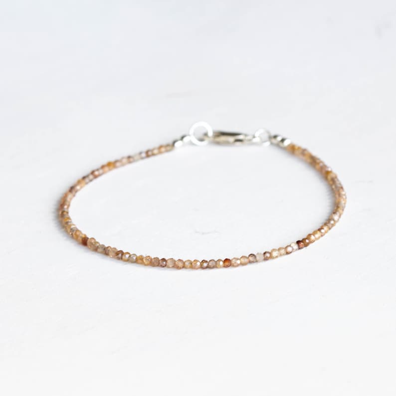 Dainty Natural Zircon Bracelet, Ultra Delicate Minimal Gemstone Jewelry