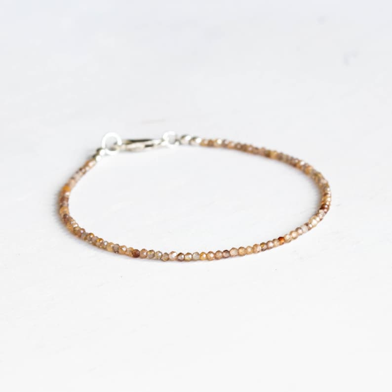 Dainty Natural Zircon Bracelet, Ultra Delicate Minimal Gemstone Jewelry
