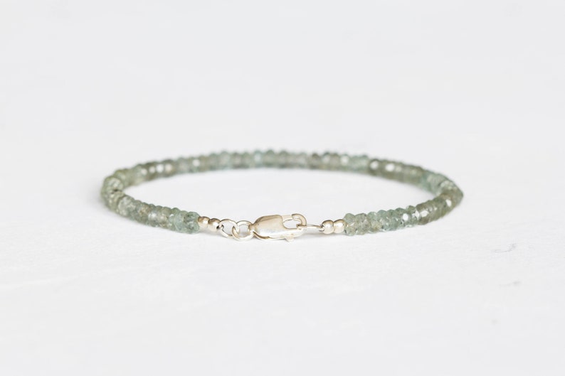 Beaded Moss Aquamarine Bracelet, Green Beaded Gemstone Jewelry
