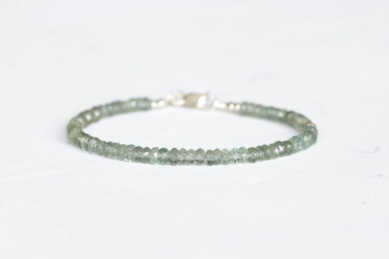 Beaded Moss Aquamarine Bracelet, Green Beaded Gemstone Jewelry