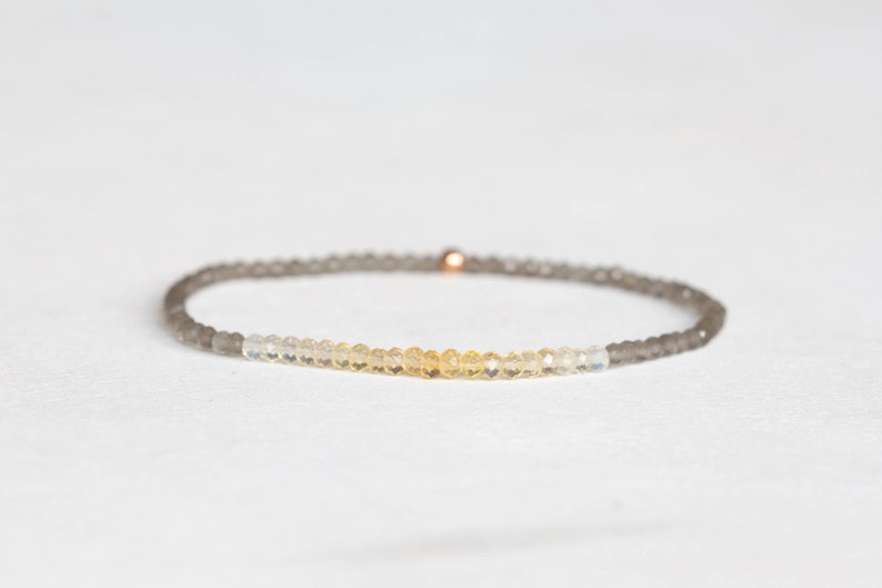Grey Moonstone with Pastel Opal Stretch Bracelet, Dainty Beaded Gemstone Jewelry