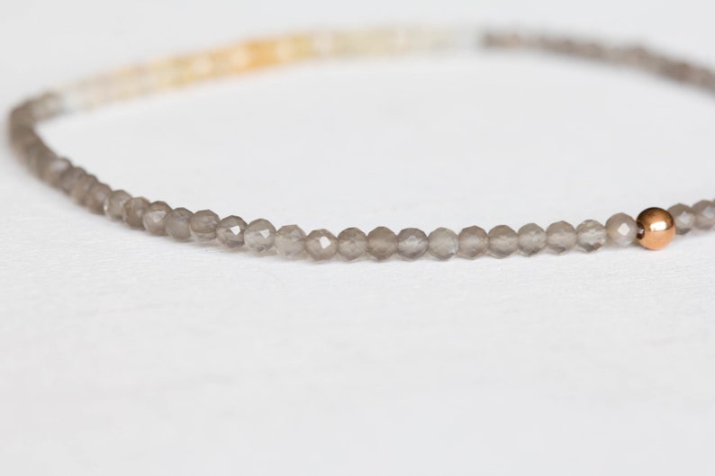 Grey Moonstone with Pastel Opal Stretch Bracelet, Dainty Beaded Gemstone Jewelry