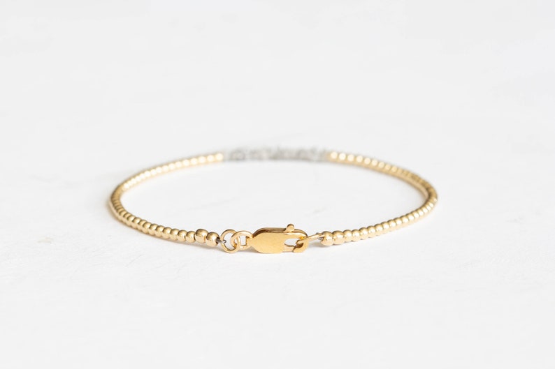 Rough Gray Diamond Bracelet with Rose Gold Fill or Sterling Silver, Dainty Raw April Birthstone Beaded Jewelry