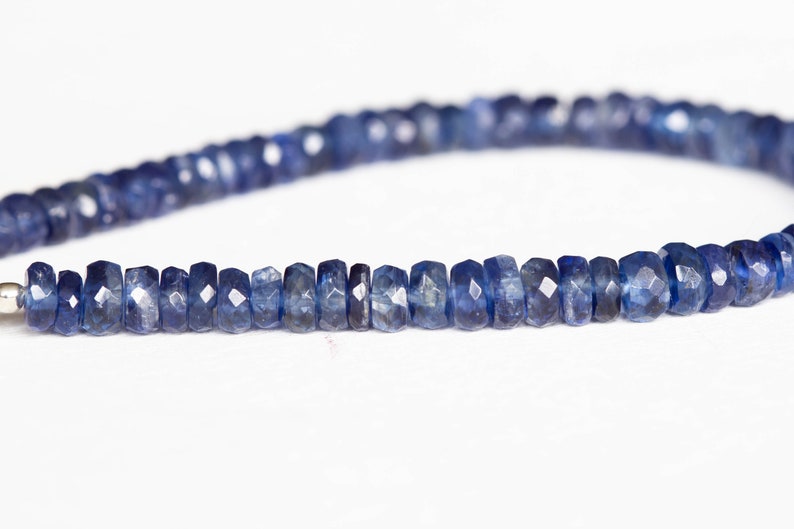 Blue Kyanite Bracelet, Genuine Gemstone Jewelry with Rose Gold Fill or Sterling Silver