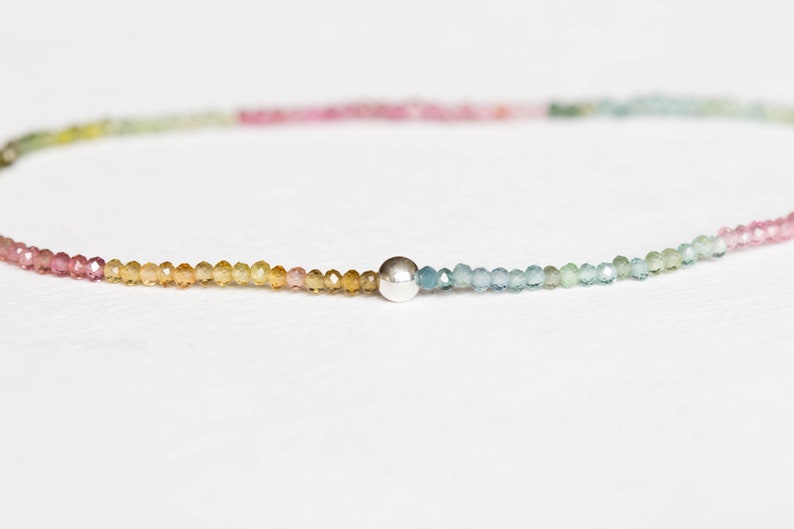 Ultra Dainty Tourmaline Stretch Bracelet, Delicate Beaded Shaded Watermelon Petro Colors