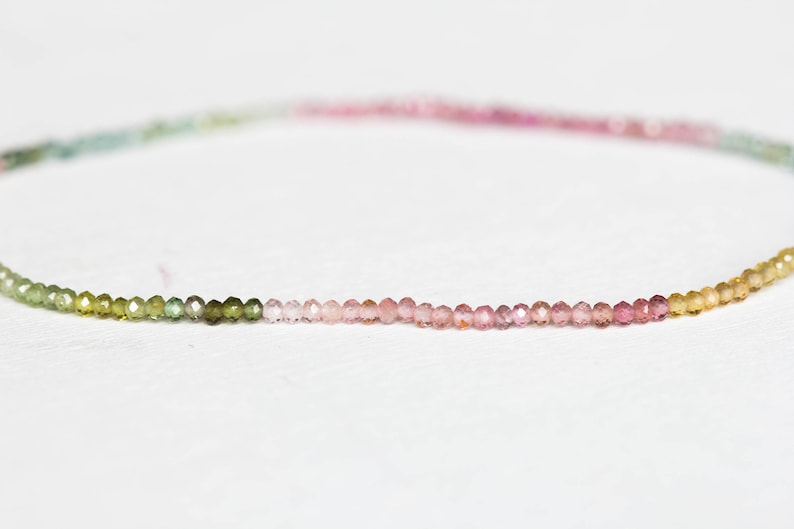 Ultra Dainty Tourmaline Stretch Bracelet, Delicate Beaded Shaded Watermelon Petro Colors