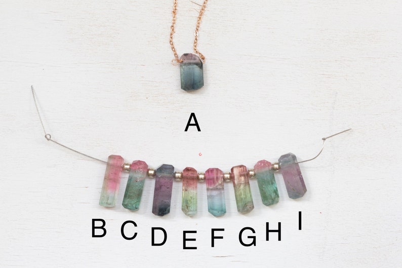 Bicolor Tourmaline Crystal Necklace on Sterling Silver, Oxidized Silver or Rose Gold Filled Chain, Raw Watermelon Tourmaline Jewelry