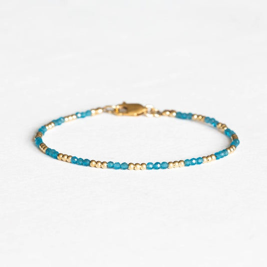 Peacock Apatite Bracelet, Ultra Delicate Beaded Stacking Gemstone Jewelry