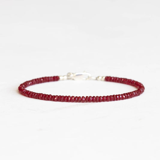 Dainty Ruby Bracelet, Genuine July Birthstone Beaded Jewelry
