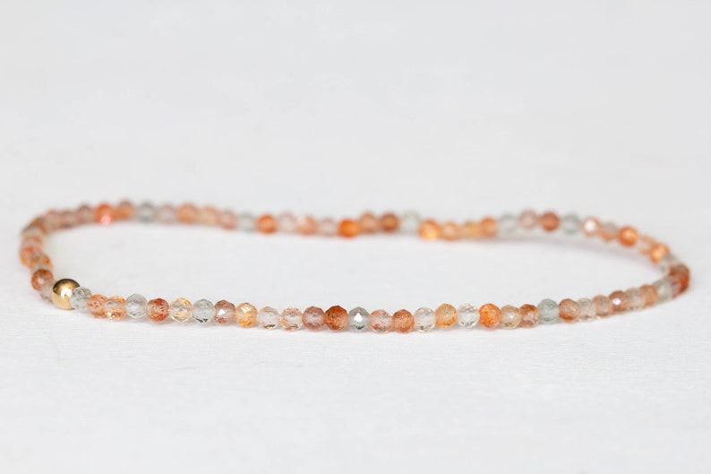 Dainty Sunstone Stretch Bracelet, Double or Triple Wrap Stretch Bracelet