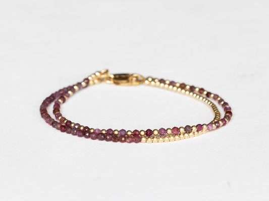 Dainty Ruby Bracelet, Sterling Silver or Rose Gold Filled, Delicate July Birthstone Stacking Jewelry, Single or Set