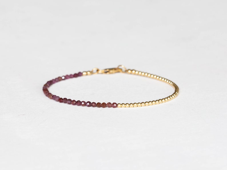 Dainty Ruby Bracelet, Sterling Silver or Rose Gold Filled, Delicate July Birthstone Stacking Jewelry, Single or Set