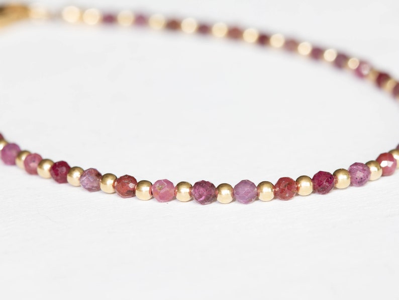 Dainty Ruby Bracelet, Sterling Silver or Rose Gold Filled, Delicate July Birthstone Stacking Jewelry, Single or Set