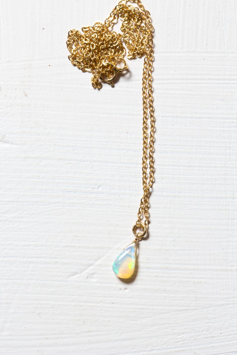 Tiny Opal Pendant on Rose Gold Filled, Oxidized Sterling or Sterling Silver Chain, Delicate Welo Opal Necklace, Genuine Opal Layering